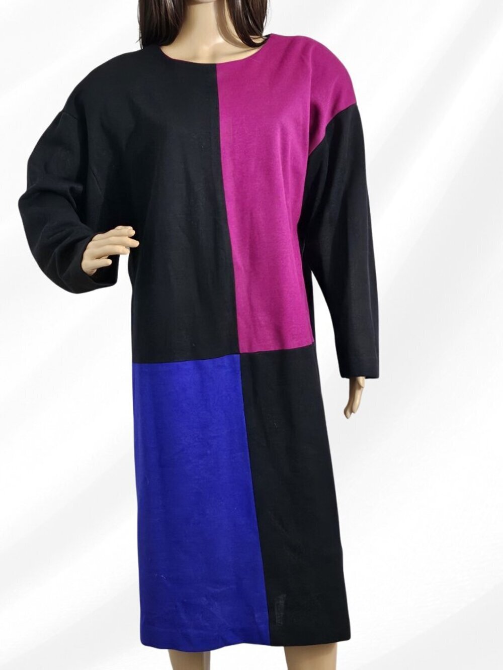 Jessica Howard Black Colorblock Dress Padded Shoulders Size 16